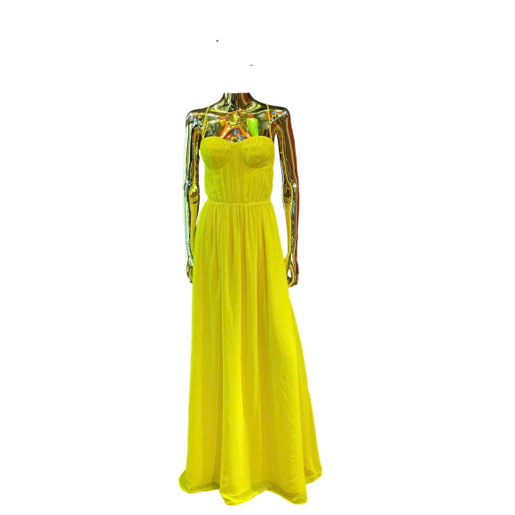 two-piece luxury yellow silk dress